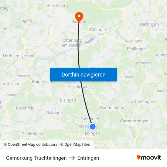 Gemarkung Truchtelfingen to Entringen map