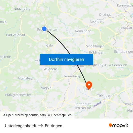 Unterlengenhardt to Entringen map