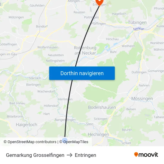 Gemarkung Grosselfingen to Entringen map
