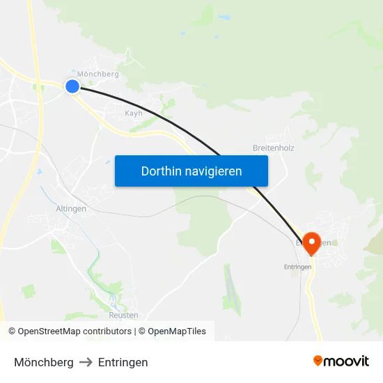 Mönchberg to Entringen map