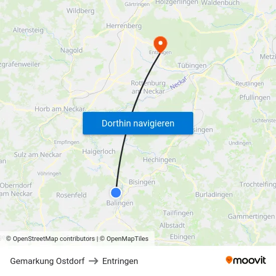 Gemarkung Ostdorf to Entringen map