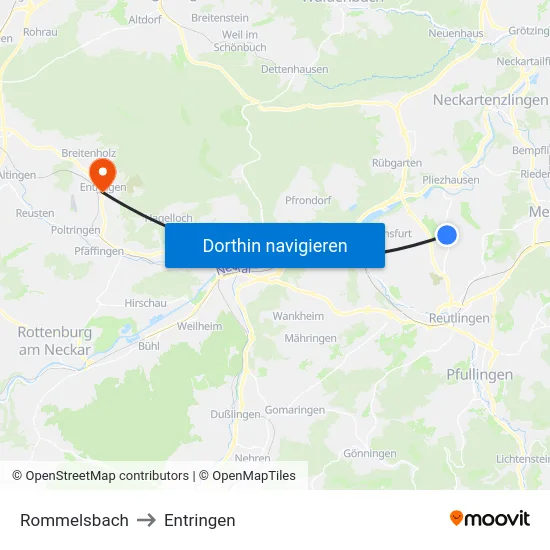 Rommelsbach to Entringen map