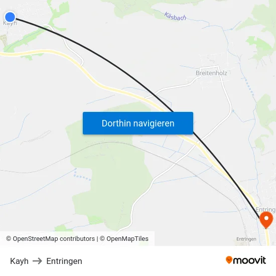 Kayh to Entringen map