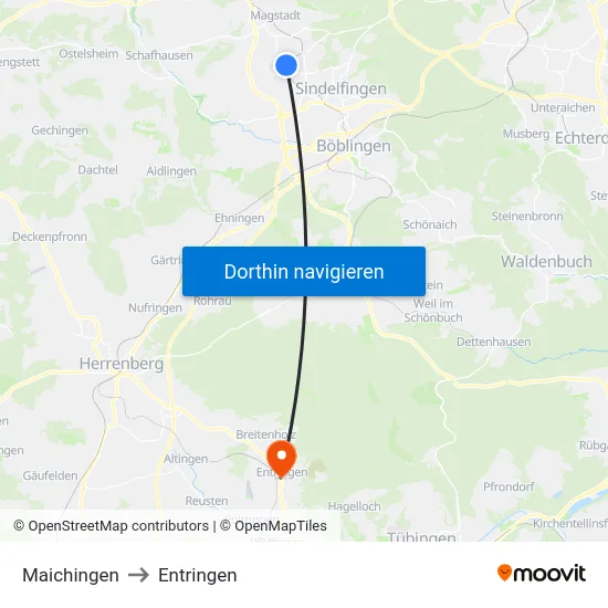 Maichingen to Entringen map