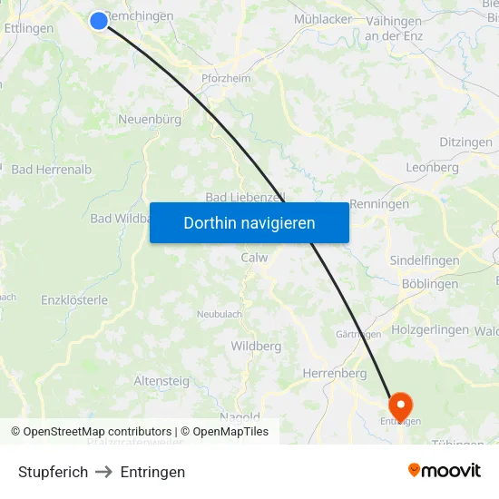 Stupferich to Entringen map