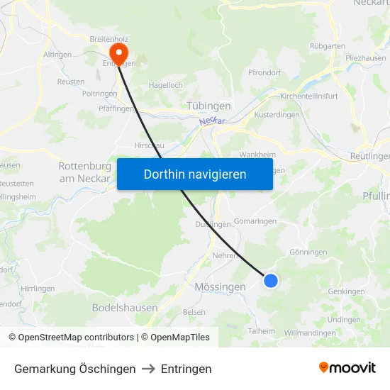 Gemarkung Öschingen to Entringen map