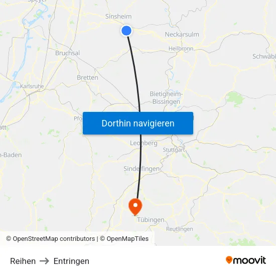 Reihen to Entringen map
