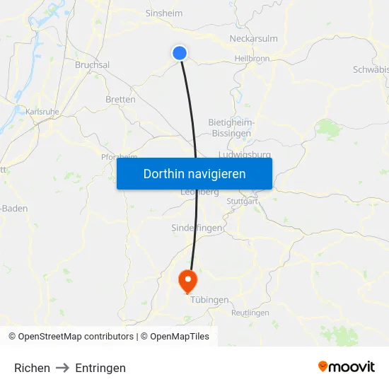 Richen to Entringen map