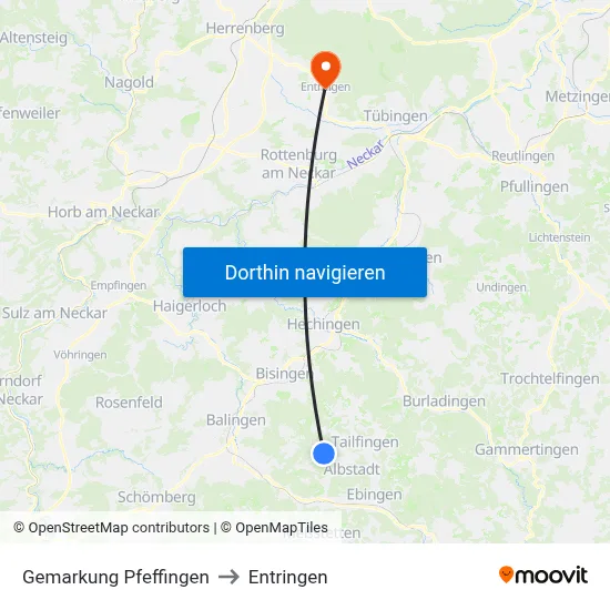 Gemarkung Pfeffingen to Entringen map