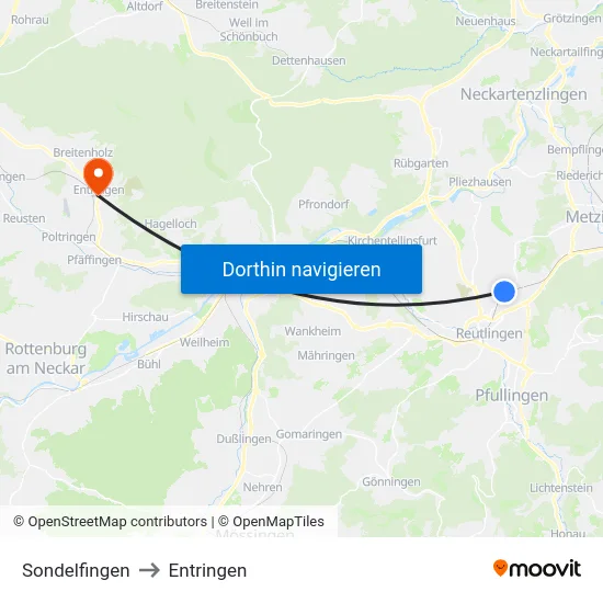 Sondelfingen to Entringen map