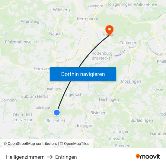 Heiligenzimmern to Entringen map
