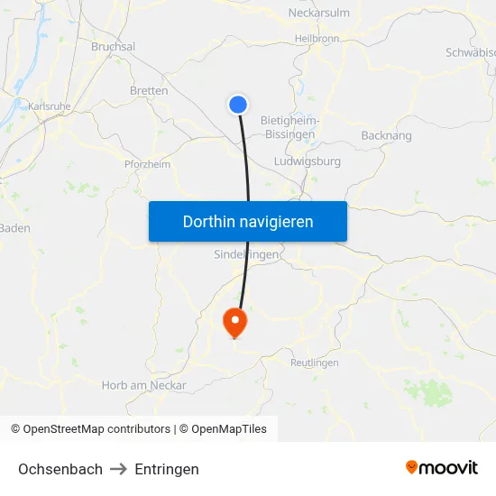 Ochsenbach to Entringen map