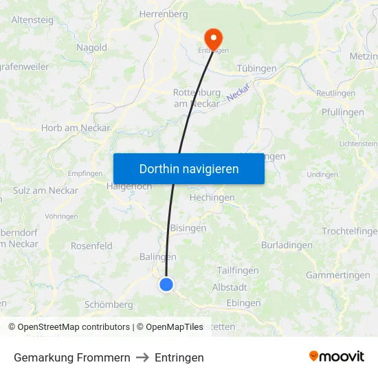 Gemarkung Frommern to Entringen map