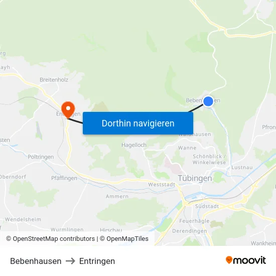 Bebenhausen to Entringen map