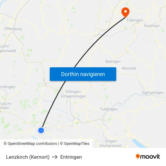 Lenzkirch (Kernort) to Entringen map