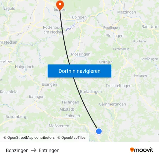 Benzingen to Entringen map