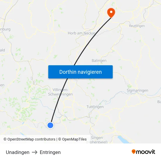 Unadingen to Entringen map