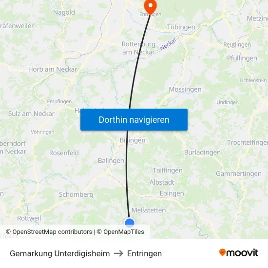 Gemarkung Unterdigisheim to Entringen map