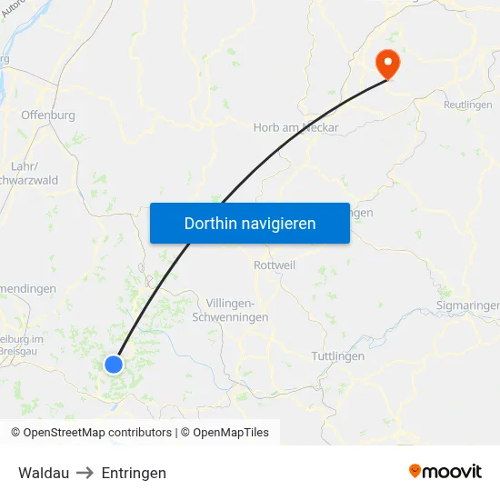 Waldau to Entringen map
