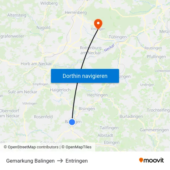 Gemarkung Balingen to Entringen map