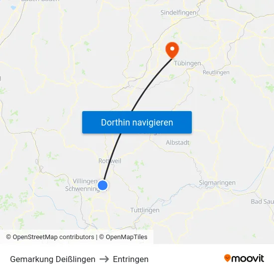 Gemarkung Deißlingen to Entringen map