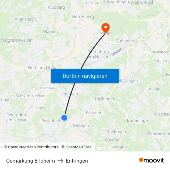 Gemarkung Erlaheim to Entringen map