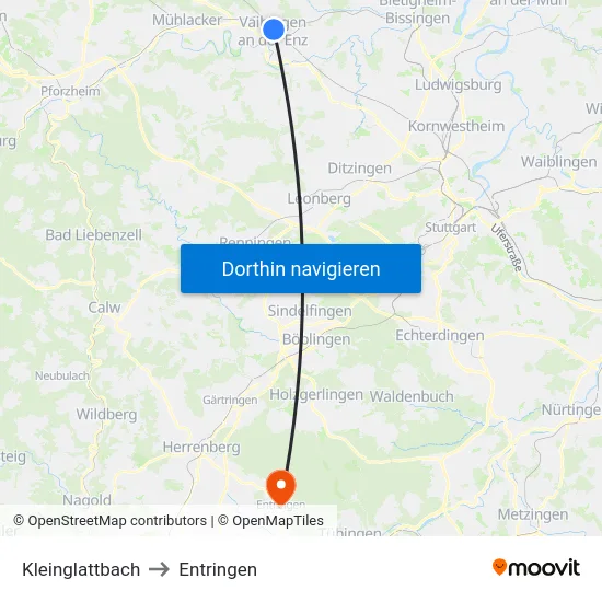 Kleinglattbach to Entringen map