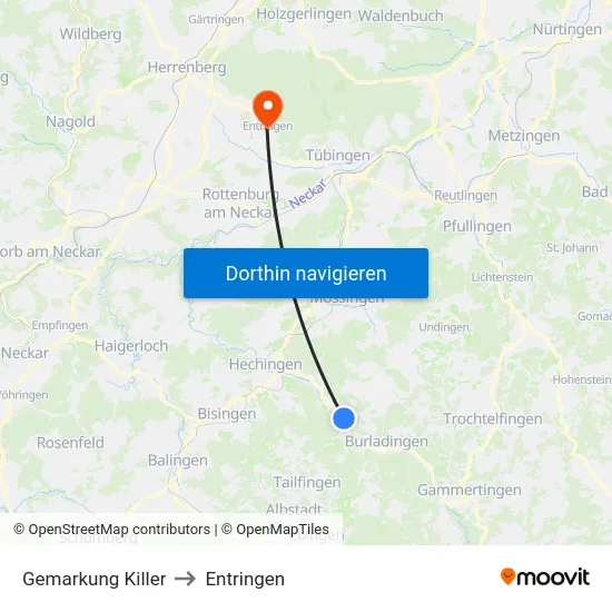 Gemarkung Killer to Entringen map