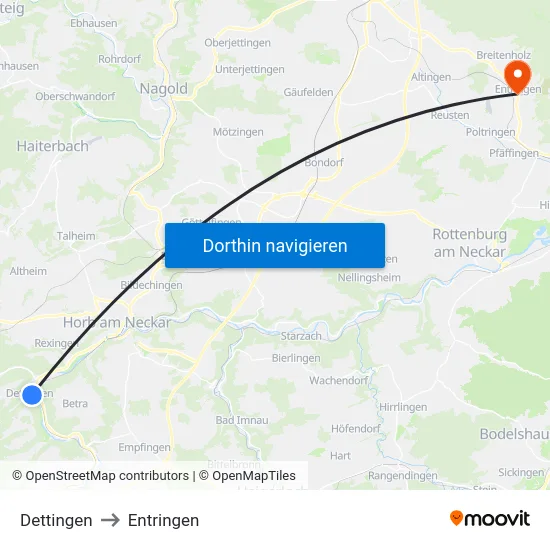Dettingen to Entringen map