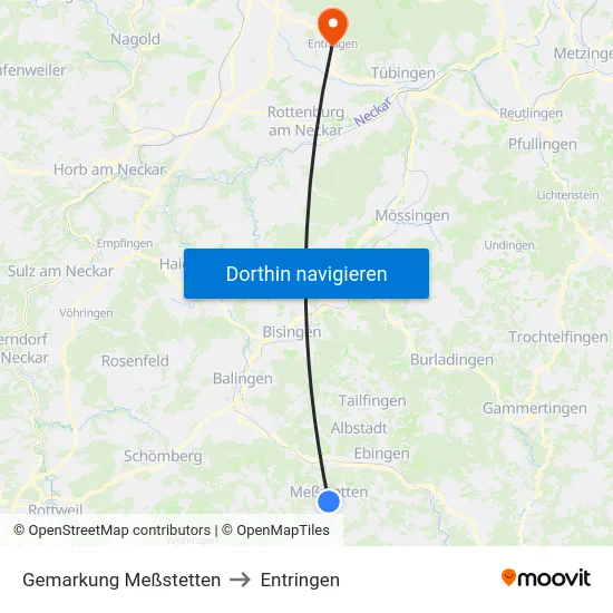 Gemarkung Meßstetten to Entringen map