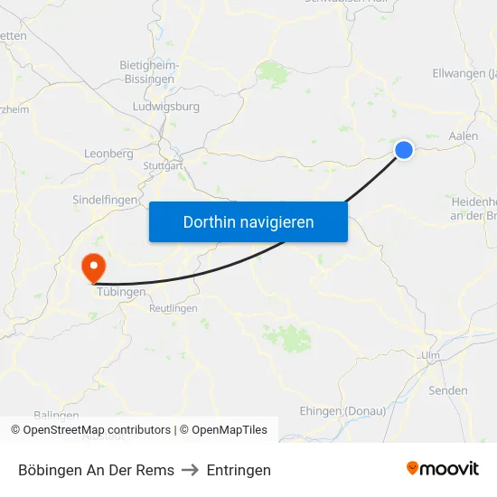 Böbingen An Der Rems to Entringen map