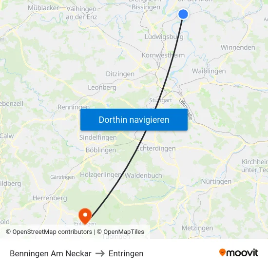 Benningen Am Neckar to Entringen map