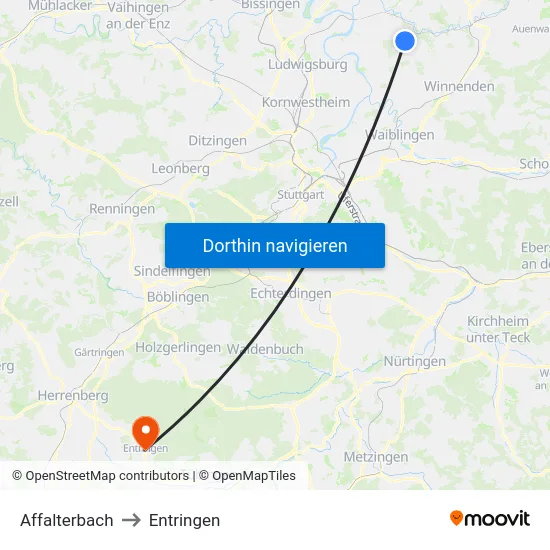 Affalterbach to Entringen map