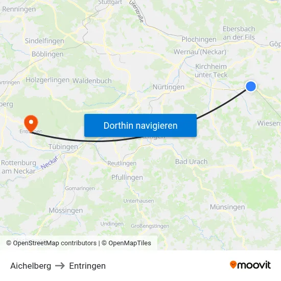 Aichelberg to Entringen map