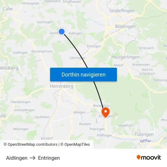 Aidlingen to Entringen map