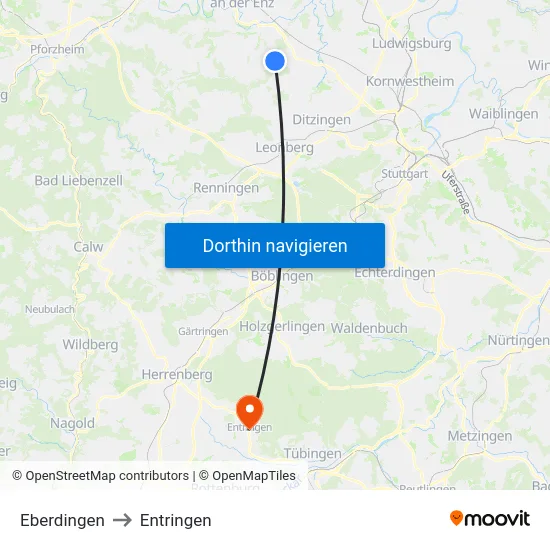 Eberdingen to Entringen map