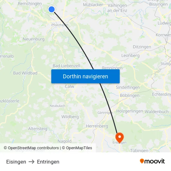 Eisingen to Entringen map