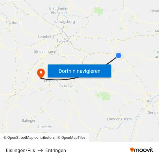 Eislingen/Fils to Entringen map