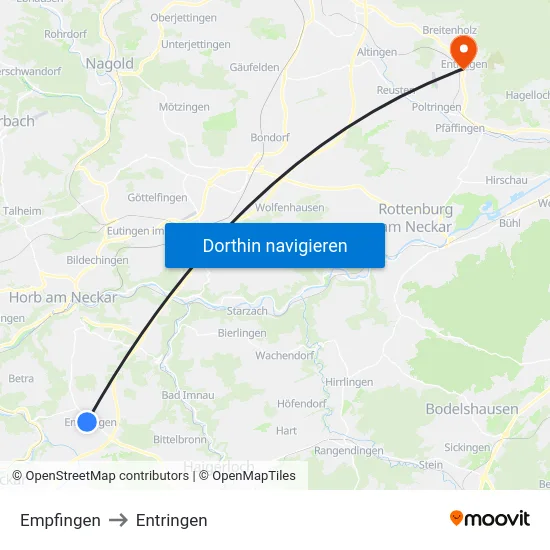 Empfingen to Entringen map