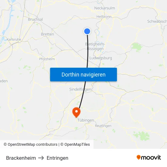 Brackenheim to Entringen map