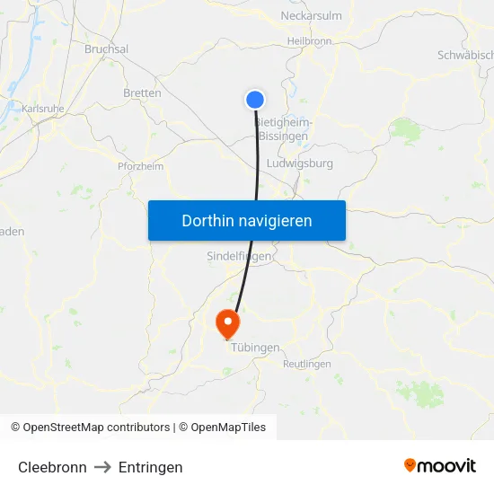 Cleebronn to Entringen map