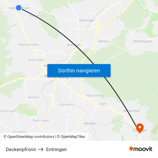Deckenpfronn to Entringen map