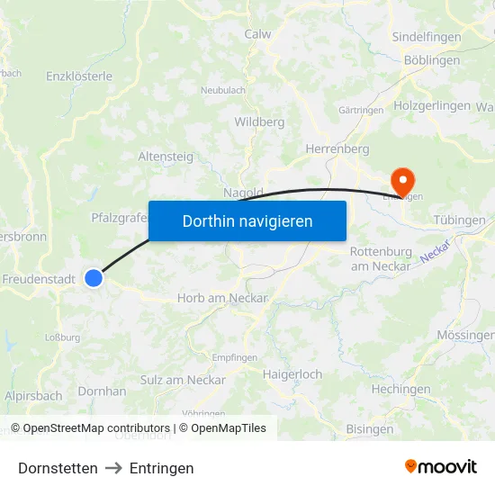 Dornstetten to Entringen map