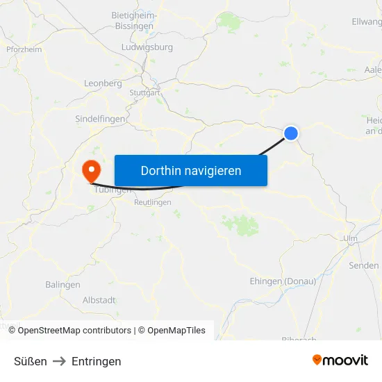 Süßen to Entringen map
