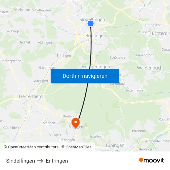 Sindelfingen to Entringen map