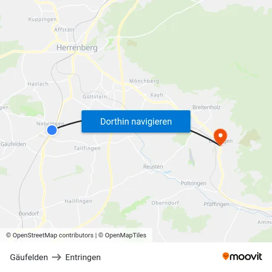 Gäufelden to Entringen map