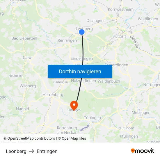 Leonberg to Entringen map