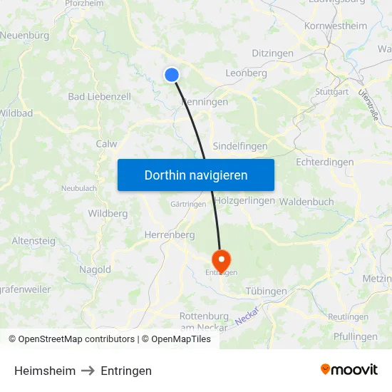 Heimsheim to Entringen map