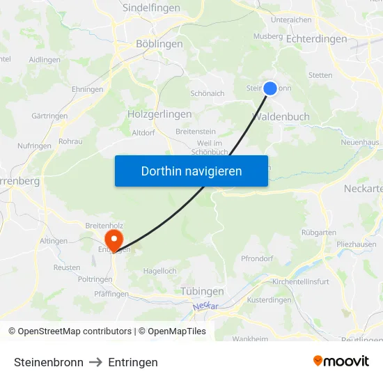 Steinenbronn to Entringen map