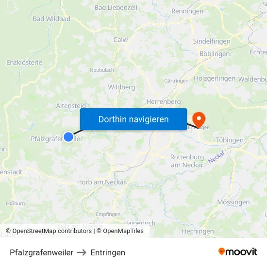 Pfalzgrafenweiler to Entringen map